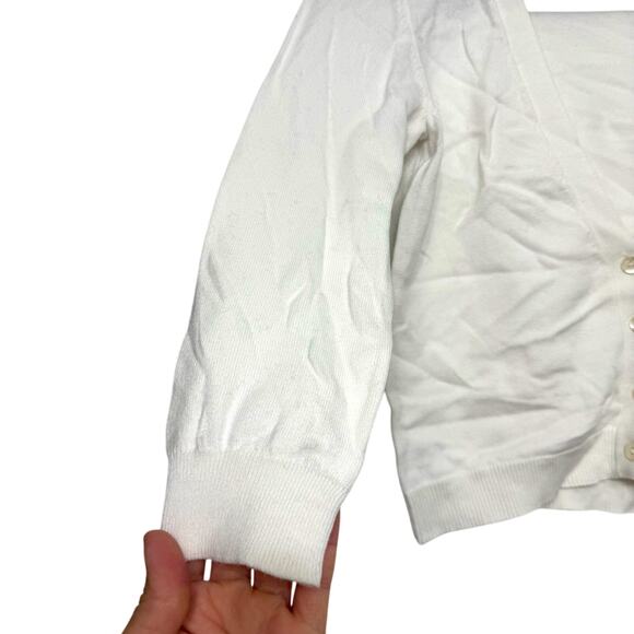 Hartly x Autumn Cashmere White Cotton Blend Cropped Cardigan XS Italian Yarn - Picture 2 of 7